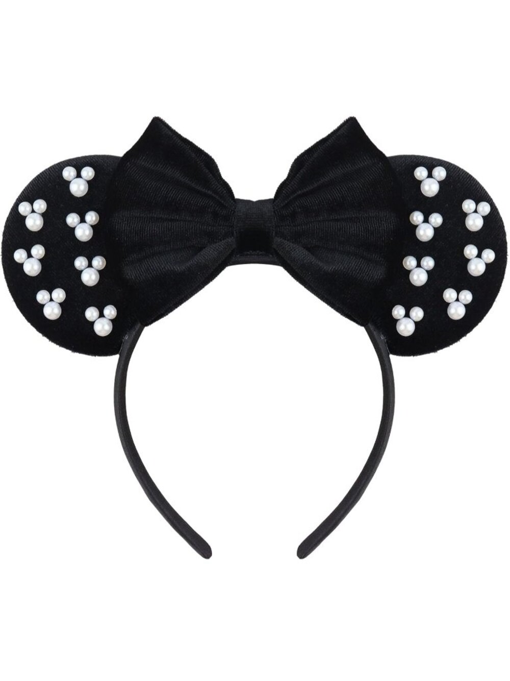 Women Balck White Polyester Velvet Mickey Mouse Halloween Costume Headband